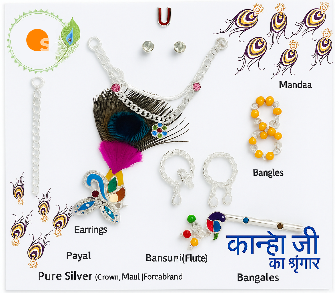 OSG Presents Pure Silver Laddu Gopal Ji / Kanaha / Krishna Shringar Set