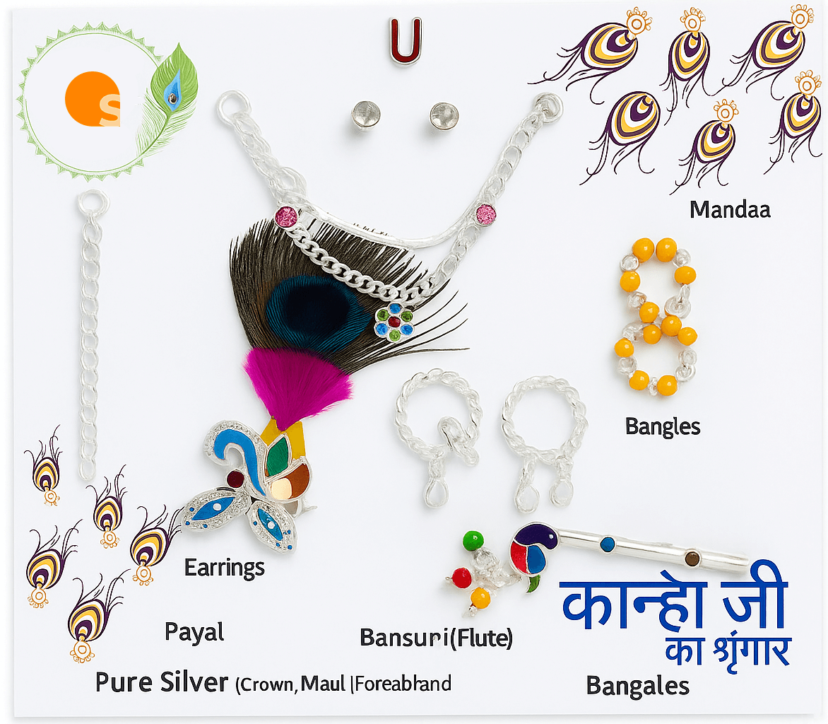 OSG Presents Pure Silver Laddu Gopal Ji / Kanaha / Krishna Shringar Set