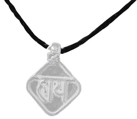 OSG Pure Silver Trig Shining Nazar Battu HAY  Pendant with Pure Cotton Thread
